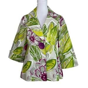 3 Sisters Floral Cotton Bright Jacket Size Small Petite